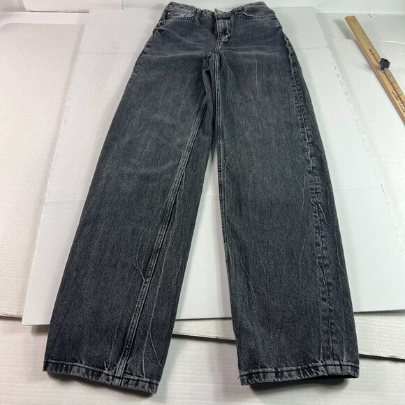 Zara Jeans Women's 26 x 32* High Rise Baggy Black Faded Cotton Denim Tag 0 - Picture 1 of 16